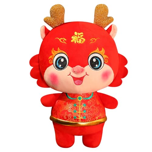 Short Plüsch Drachen Spielzeug Festlichkeit Stofftier Dragon Kuschelpuppe Kinder Zimmer Dekoration Mondjahr Maskottchen 2024 von WNXGNHO