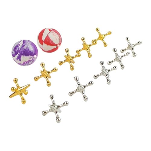 WNXGNHO Set Von Jacks Game Set Für Erwachsene Und Studenten Mit Metallbuchsen Und Elastischen Bouncyg Bällen Für Handaugenkoordination von WNXGNHO