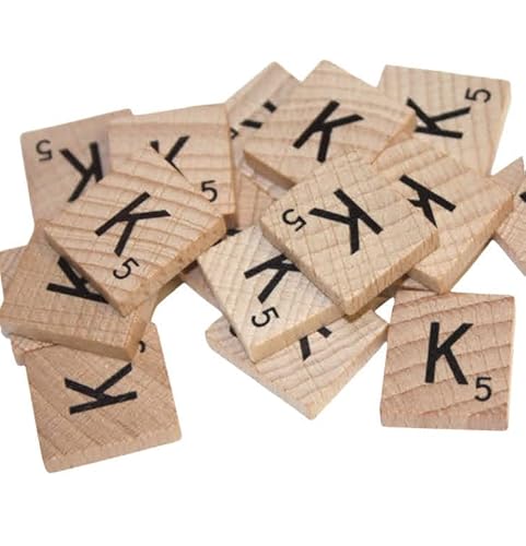 Scrabble-Fliesen aus Holz, zum Basteln, personalisierbare Geschenke (Buchstabe K, 25 Stück) von WOA Words of art