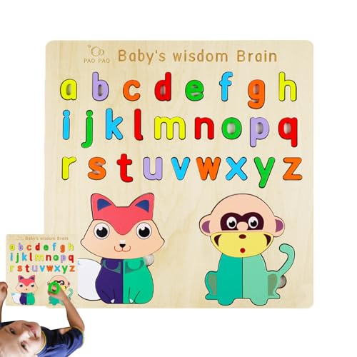 WOBBLO Alphabet-Puzzle aus Holz | Holzpuzzle Alphabet klein | Zahlen-Tabelle für Malerei auf Wasserbasis, Geschenk für Eltern - für Kleinkinder von WOBBLO