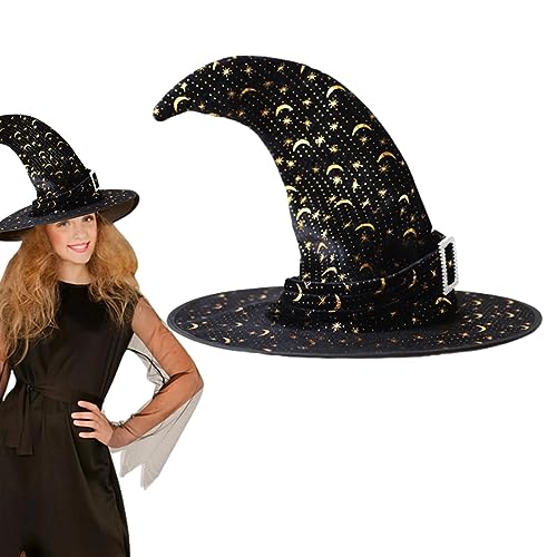 WOBBLO Halloween Hexe | Deko Hexe aus 3D Composite Satin Composite mit Sternen - Kostüm Leichte Hexenhüte Langlebig zur Dekoration, as von WOBBLO