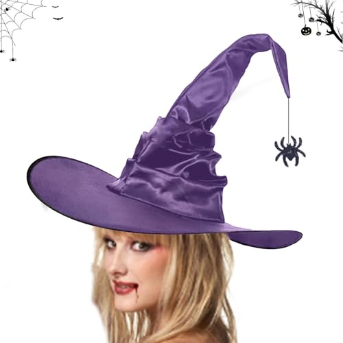 WOBBLO Hexenhüte für Frauen, klassischer Halloween-Hut, gerafft, für Männer und Frauen | Spukhausbedarf für Paraden, Halloween-Party, Kostümparty, Cosplay, Rollenspiele von WOBBLO