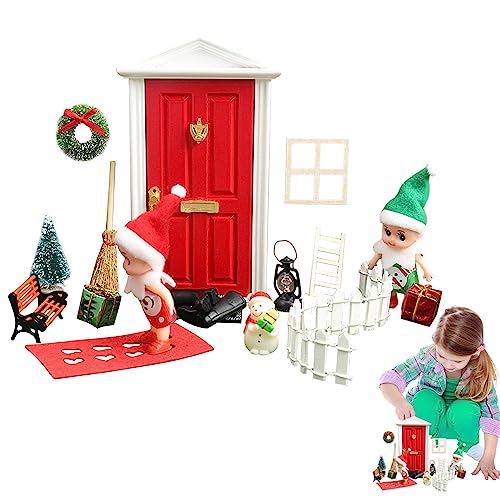 WOBBLO Weihnachtsdorf-Dekoration – Miniatur-Set aus Holz für Erwachsene – Mini-Puppenhaus aus Holz, Zubehör mit Möbeln für Geschenke von WOBBLO