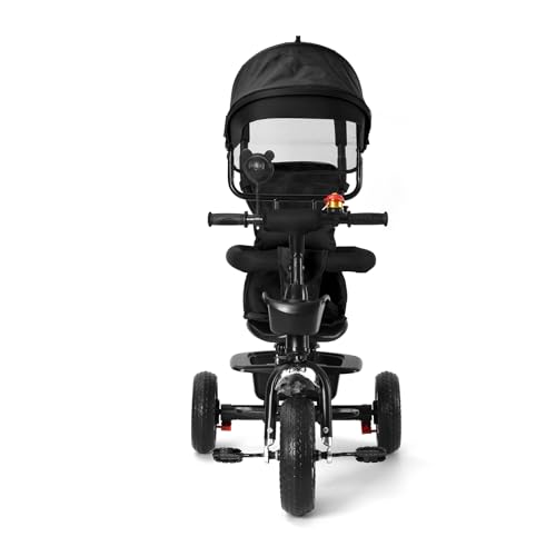 Baby-Dreirad, skalierbares Dreirad für Kinder, mit faltbarer Sonnenblende und verstellbarem Elternstock, skalierbares Babyfahrrad, Schiebemodus/Schiebemodus/Freimodus (schwarz) von WODFARR