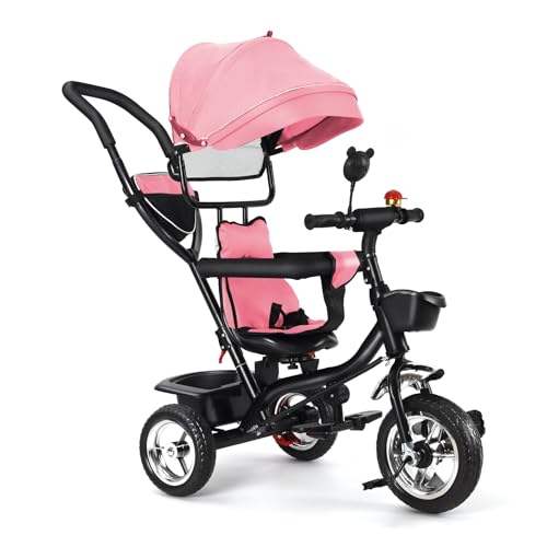 Dreirad für Babys, 4 in 1, mitwachsendes Baby-Dreirad, Kinderwagenrad, mitwachsender Kinderwagen, mehrere Schritte, Rosa Dreirad für Babys, 4 in 1, mitwachsendes Baby-Dreirad, Kinderwagenrad, mitwachsender Kinderwagen, mehrere Schritte, Rosa von WODFARR
