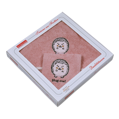 WÖRNER SÜDFROTTIER Set aus Waschhandschuh + Kapuzenbadetuch Igel rosa von WÖRNER SÜDFROTTIER