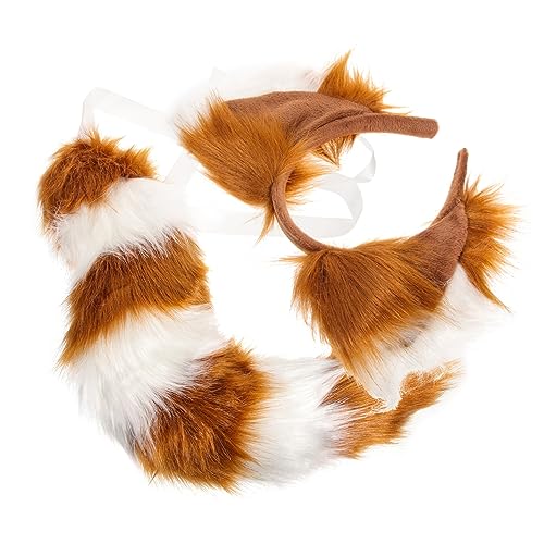 WOFASHPURET 1 Satz Fuchsohren und Cosplay flauschiges Fuchsschwanz Partykostüm (E-Stil) 2-teiliges Set the hallow halloween mitgebsel Pelztierkostüm Plüsch Tierstirnband von WOFASHPURET