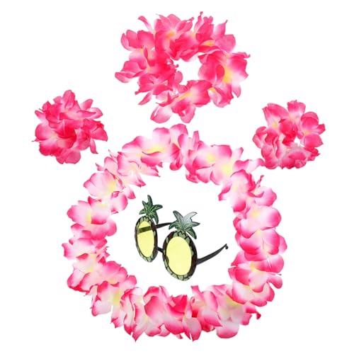 WOFASHPURET 1 Satz Hawaiianische Lei Hawaii-kränze-stirnband Hawaiianische Ananas-sonnenbrille Luau-kranz-set Hawaiianische Blumenarmbänder Luau-partybrille Bankett Blumenkette Tuch Kleidung von WOFASHPURET