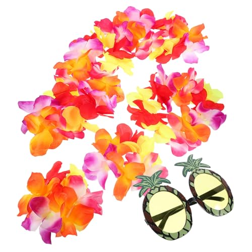 WOFASHPURET 1 Satz Hawaiianische Lei hawaii kostüm hawaii outfit hawaiianische Sonnenbrille Kunstblumen-Halskette eine Sonnenbrille Halsketten Sonnenbrille für Hawaii-Party Ananas-Sonnenbrille von WOFASHPURET