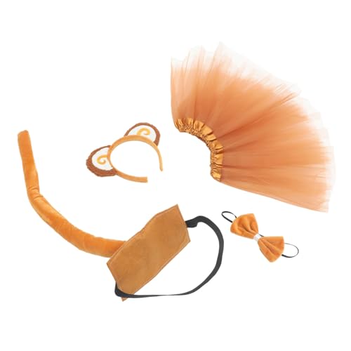 WOFASHPURET 1 Satz Kopfschmuck mit Affenohren Kleinkind Erwachsene Fell Stirnband mit Affenohren Affenschwanz und Ohren Fliege Affenohren und Schwanzkinder Affenkostüm für Stoff von WOFASHPURET
