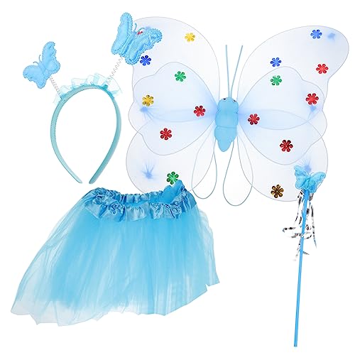 WOFASHPURET 1 Satz Kostüme Für Tutu-rock Feenflügel Für Mädchen -performance-kostüme Prinzessin Halloween Röcke Für Mädchen Verkleiden Sich Für Mädchen Leistung Blue Stahldraht von WOFASHPURET