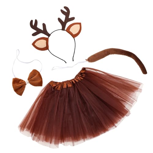 WOFASHPURET 1satz Cosplay Kostüm Mit Antler Haarreif Tier Ohren Fliege Tutu Rock Und Für Halloween Rollenspiele Und Fotografie von WOFASHPURET