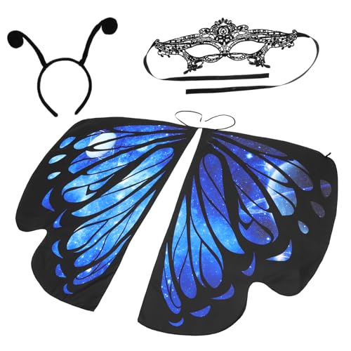 WOFASHPURET 1 Satz Schmetterlings-umhang Dekoration Weiß Mädchen Kind Party Halloween Erwachsene Abdeckung Mantel Kap Schmetterlinge Mit Kostüm Für Flügel Blau Polyester Blue WOFASHPURET 1 Satz Schmetterlings-umhang Dekoration Weiß Mädchen Kind Party Halloween Erwachsene Abdeckung Mantel Kap Schmetterlinge Mit Kostüm Für Flügel Blau Polyester Blue von WOFASHPURET