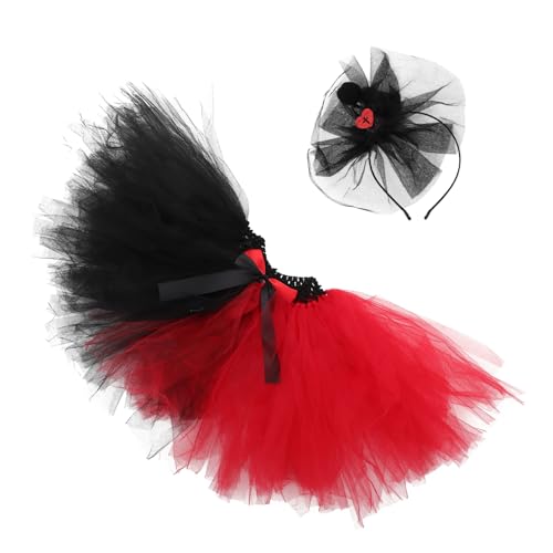 WOFASHPURET 1 Satz Schwarzer und rotes Netzrock Erwachsene Halloween Stirnband für Kleider anziehen Partykostüm Verkleiden Sie Kleidung und Accessoires Gittergewebe von WOFASHPURET