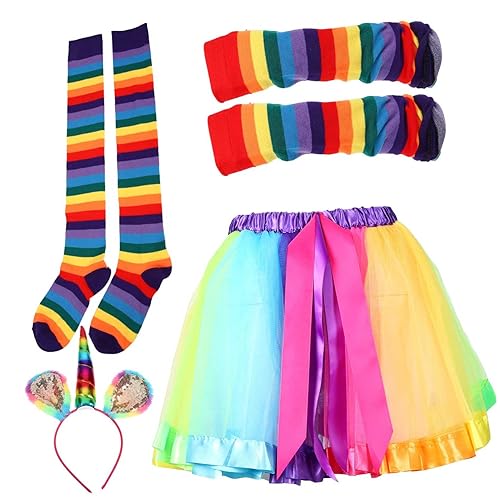 WOFASHPURET 1 Set Festivalrock Stirnband Feenkleid Accessoires Für Mädchen Handschuhe Für Bekleidungs Outfits Für Mädchen Cosplay Requisite Regenbogenstrumpf Polyester WOFASHPURET 1 Set Festivalrock Stirnband Feenkleid Accessoires Für Mädchen Handschuhe Für Bekleidungs Outfits Für Mädchen Cosplay Requisite Regenbogenstrumpf Polyester von WOFASHPURET