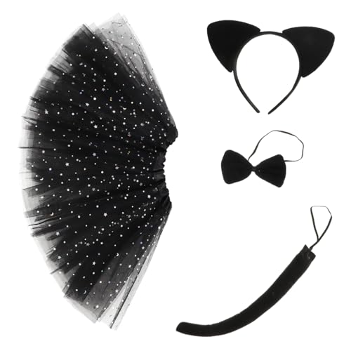 WOFASHPURET Entzückendes Katzen-halloweenkleid Für Mit Ohren Stirnband Und Tutu-rock von WOFASHPURET
