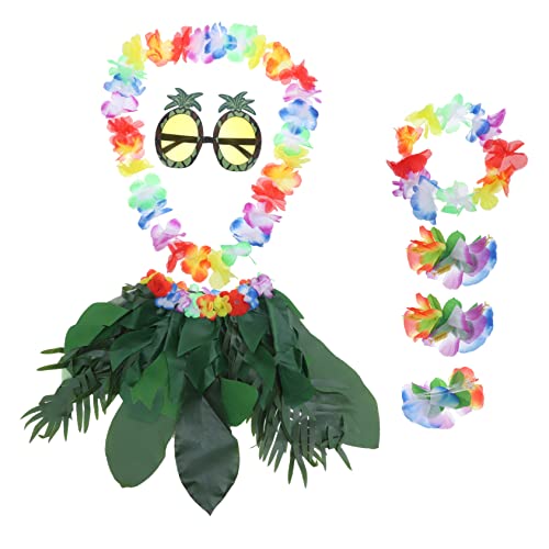 WOFASHPURET 1Satz Hula Rock Teiliges Hawaiianisches Kostüm Mit Blumengirlande Sonnenbrille Haarspange Sommerpartys Strand Events Fotorequisiten WOFASHPURET 1Satz Hula Rock Teiliges Hawaiianisches Kostüm Mit Blumengirlande Sonnenbrille Haarspange Sommerpartys Strand Events Fotorequisiten von WOFASHPURET