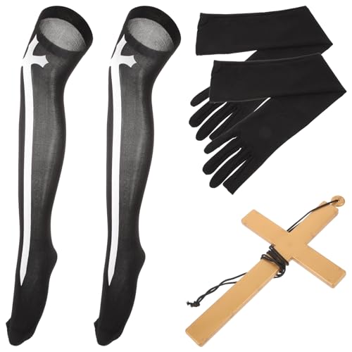 WOFASHPURET 1Satz Nonnenkostüm Damen Teiliges mit Oberschenkel Hohen Handschuhen Halskette für Karneval Cosplay Partys Elegantes Kostümzubehör für Auffällige Auftritte WOFASHPURET 1Satz Nonnenkostüm Damen Teiliges mit Oberschenkel Hohen Handschuhen Halskette für Karneval Cosplay Partys Elegantes Kostümzubehör für Auffällige Auftritte von WOFASHPURET
