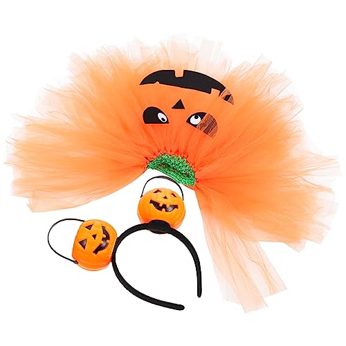 WOFASHPURET 1satz Halloween Kürbis Kostüm Mit Haarreifen Und Rock Kostüm Für Partys Babypartys Und Geburtstage Einzigartige Kürbis-motive Für Kleine Mädchen Für von WOFASHPURET