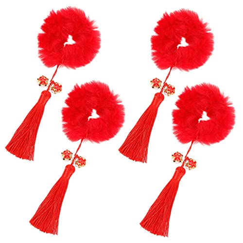 WOFASHPURET 2 Paare Chinesische Rote Quasten Haarring Year Hair Rings für Festliche Cosplay Haarseile Traditioneller Haarreif mit Glocken für Winterfeiern und Kinderpartys WOFASHPURET 2 Paare Chinesische Rote Quasten Haarring Year Hair Rings für Festliche Cosplay Haarseile Traditioneller Haarreif mit Glocken für Winterfeiern und Kinderpartys von WOFASHPURET