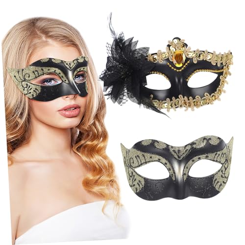 WOFASHPURET 2 Pcs Maske Halloween Maskerade Party Dekorationen Schwarz Kostüm Dark Antike Maskerade Männer Maskerade Für LED Kunststoff von WOFASHPURET