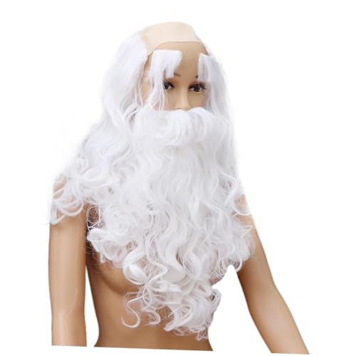 WOFASHPURET 2 Sätze Santa Claus Cosplay Teilig Weißes und Augenbrauen mit Perücke Geeignet für Karneval Weihnachtsfeier und Halloween Kostümzubehör von WOFASHPURET