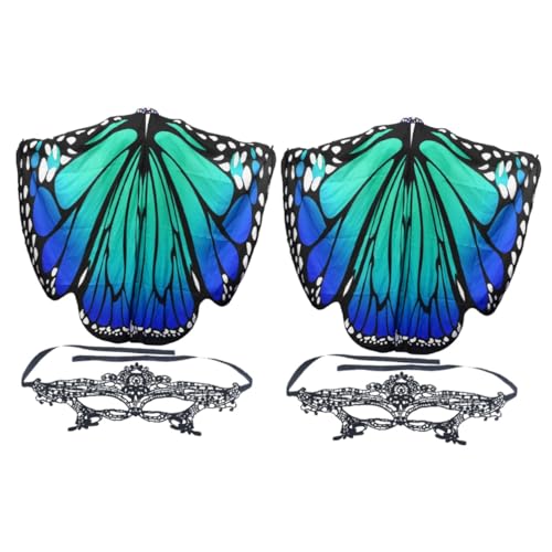 WOFASHPURET 2 Sätze Schmetterlingsschal Schal Schmetterlings Umhang dekorativer Schmetterlingsumhang Maske Schmetterlingsumhang für Erwachsene Umhang mit erwachsenen Schmetterlingen tragbar von WOFASHPURET
