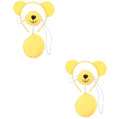 WOFASHPURET 2 Sätze Waschbär -Stirnband -Set Bärenohren Haarband Waschbär Kostüm Performance-Kostüm für Waschbär-Stirnband Halloween -Kostüm Tierkostüm Plastik Yellow von WOFASHPURET