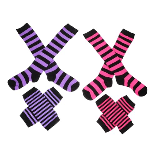 WOFASHPURET 2 Sets Aus Langen Socken Und Armstulpen, Gestreifte Handschuhe Und Socken, Modische Lange Fäustlinge Für Die Schule Und Den Alltag, Süße Strümpfe WOFASHPURET 2 Sets Aus Langen Socken Und Armstulpen, Gestreifte Handschuhe Und Socken, Modische Lange Fäustlinge Für Die Schule Und Den Alltag, Süße Strümpfe von WOFASHPURET