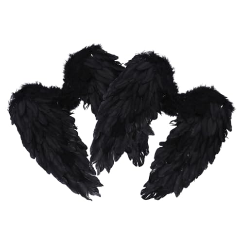 WOFASHPURET 2 Stck. Feenflügel Erwachsene Frauen Flügel Kostüm Stoff Kostüm Für Erwachsene Dekoration Engelskostümflügel Für Mädchen Cosplay Flügel Prop Engelsgefieder Flügel Prop Feder Black von WOFASHPURET