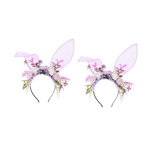 WOFASHPURET 2 Stück Blumenkrone Hasenohr Stirnband mit Flockblumen Verspieltes Kopfschmuck für Halloween Geburtstagsfeiern und Cosplay Events WOFASHPURET 2 Stück Blumenkrone Hasenohr Stirnband mit Flockblumen Verspieltes Kopfschmuck für Halloween Geburtstagsfeiern und Cosplay Events von WOFASHPURET