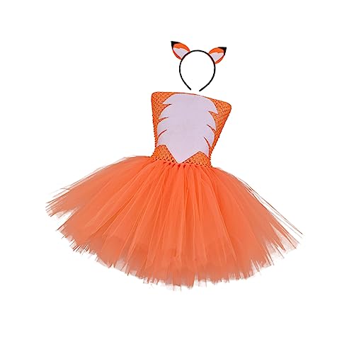 WOFASHPURET 2 Stück Fuchs-Anziehset halloween kleidung halloween klamotten kinderkostüme dress verkleidung Kostüm für Mädchen Rock mit Haarband Cosplay-Rock für Mädchen von WOFASHPURET