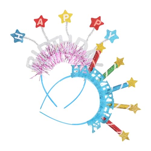 WOFASHPURET 2 Stück Geburtstags Stirnband Happy Birthday Krone Geburtstag Tiara Geburtstags Kopfbedeckung Party Kopfbedeckung Geburtstags Haarreifen Geburtstagsparty Dekorationen Stirnbänder von WOFASHPURET