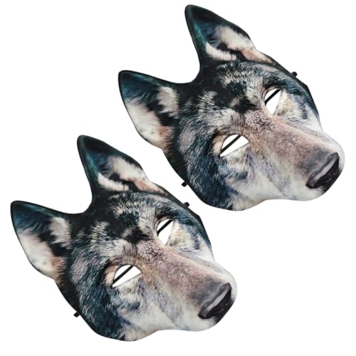 WOFASHPURET 2 Stück Halloween Wolfsmasken Eva Realistische Halbg Gesichtsmaske für Karneval Maskerade Cosplay Leicht und für Party und Festliche Anlässe von WOFASHPURET