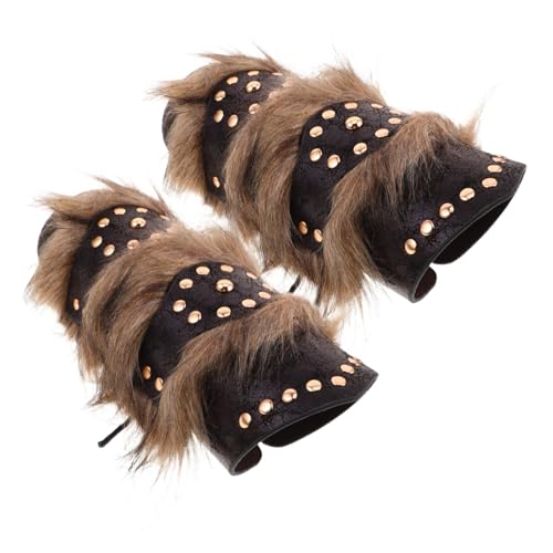 WOFASHPURET 2 Stück Mittelalterliche Cosplay Armschützer Furry Renaissance Armbänder aus Kunstleder Ergonomisch Komfortabel für Halloween Karneval und Mittelalterliche Kostüme von WOFASHPURET