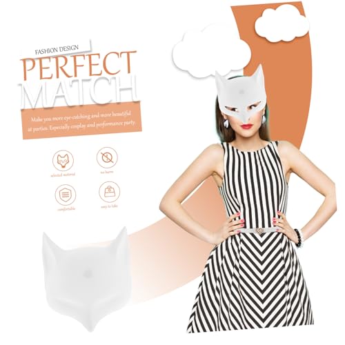 WOFASHPURET 2 Stück Unbemalte Weiße Pvc fuchsmaske Matte DIY Tiermasken zum Bemalen Halbe Gesichtsbedeckung Komfortabel Geeignet für Karneval Halloween Cosplay Maskerade partys von WOFASHPURET