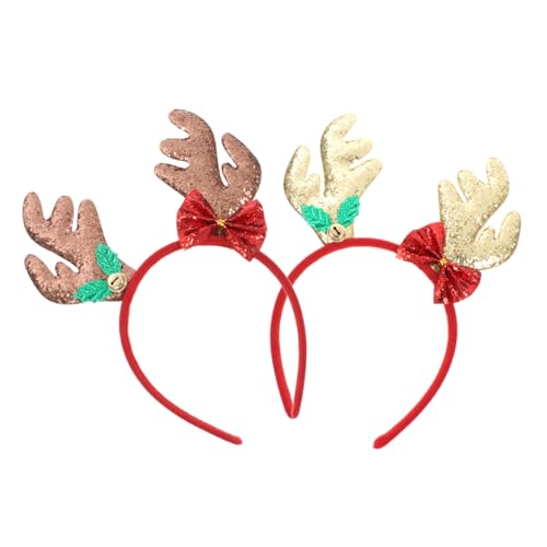 WOFASHPURET 2 Stück Weihnachtliches Rentier Geweih Stirnband mit Glitzer Glocke und Schleife Festliche Xmas Kopfbedeckung für Damen und Mädchen als Party und Cosplay Accessoire WOFASHPURET 2 Stück Weihnachtliches Rentier Geweih Stirnband mit Glitzer Glocke und Schleife Festliche Xmas Kopfbedeckung für Damen und Mädchen als Party und Cosplay Accessoire von WOFASHPURET