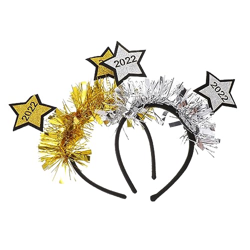 WOFASHPURET 2 Stück Year Design Haarreifen mit Funkelnden Sternen Party Kopfschmuck für Erwachsene für Neujahrsfeiern und Festliche Anlässe von WOFASHPURET