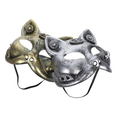 WOFASHPURET 2-teilige Steampunk-halloween-maske: Viktorianisches Steampunk-katzengesicht, Verkleidung, Cosplay-party, Maskerade-maske Für Karnevalskostüm-party-requisite, Verschiedene Farben von WOFASHPURET