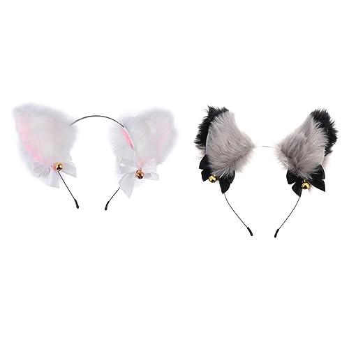 WOFASHPURET 2Stücke Katzen Haarband Cosplay Stirnband Mit Schleife Und Glöckchen Einzigartiges Haaraccessoire Für Partys Karneval Und Halloween von WOFASHPURET