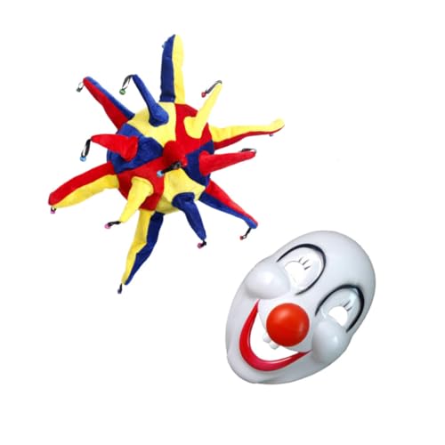 WOFASHPURET 2er-sets Clown-anzug Clown-kostüme Verrückter Hut Party Maskenkostüm Clown-kleidermaske Karneval Cosplay Clownhut Funkeln Thema Kostüme Für Erwachsene Dekorationen von WOFASHPURET