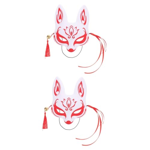 WOFASHPURET 2st Japanische Maske Stufenmaske Kirschblüten Tiermaske Maskerade-party-maske Cosplay-partymaske Füchsemaske Im Japanischen Stil Cosplay-maske Pvc Kind Gesichtsmaske Rot Fuchs von WOFASHPURET
