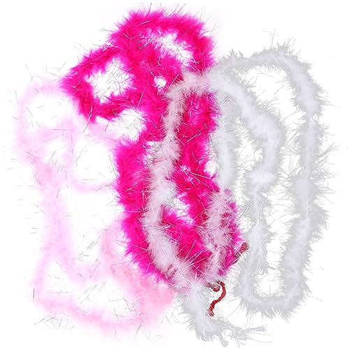WOFASHPURET 3 Stück Handgemachte Feder Streifen Party Masse Blau Truthahnfederboa Halloween Kopfschmuck Federn Federtrimmung Deko-Pops für die Party Boas für Partydekorationen Truthahnfedern von WOFASHPURET