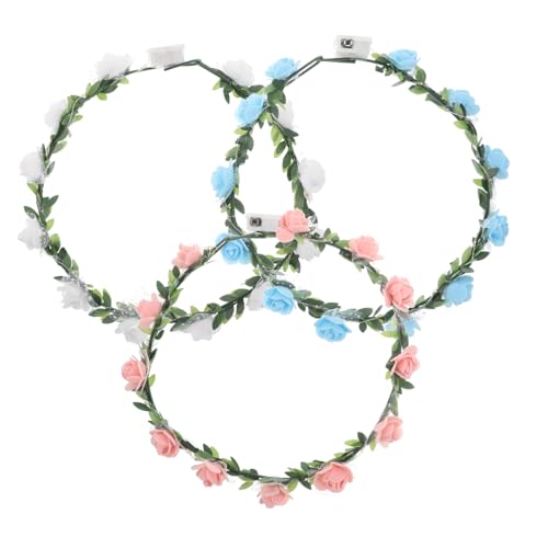 WOFASHPURET 3 Stück Teiliges LED Blumenkranz Haarschmuck Verstellbare Haarkränze für Hochzeiten Festivals und Besondere Anlässe Blumenkrone mit Künstlichen von WOFASHPURET