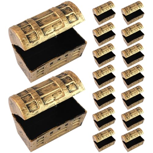 WOFASHPURET 32-teiliges Schatztruhen-Partygeschenk – Mini-Piraten-Schatztruhe, kleine Aufbewahrungsbox für Vintage-Schmuck aus Kunststoff, Halloween-Partygeschenke, Geburtstagszubehör, von WOFASHPURET