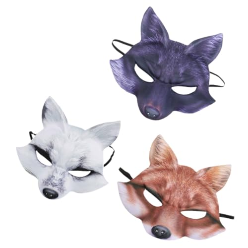 WOFASHPURET 3Stücke Eva Tiermaske Für Halloween Halbe Fuchs Gesichtsmaske Cosplay Requisiten Für Kostümpartys Festivals von WOFASHPURET