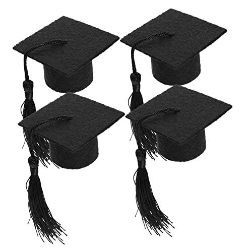 WOFASHPURET 4 Stück Arzthut -Requisiten Erwachsene Party Mini bunt Doktorhut Wein Topper graduierung kostüm Abschlusssaison Junggesellenhut Absolvent Hut Filzstoff Black von WOFASHPURET