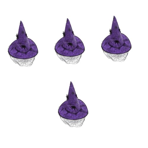 WOFASHPURET 4 Stück Hexen Hut Schleier Masquerade Kostüm Formen Zaubererhut Halloween -Hüte Hexenmützen Halloween-Hutverzierung Hexenhut aus Vlies Violett WOFASHPURET 4 Stück Hexen Hut Schleier Masquerade Kostüm Formen Zaubererhut Halloween -Hüte Hexenmützen Halloween-Hutverzierung Hexenhut aus Vlies Violett von WOFASHPURET