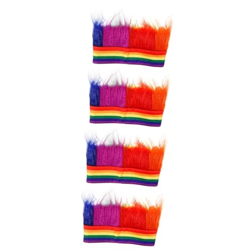 WOFASHPURET 4 Stück Regenbogen-Stirnband Perückenkappe Make-up-Stirnband Kleidung Hüte Regenbogen-Haarschmuck Kostüm Hut Stolz Stirnband Pride-Parade-Hut Chemische Faser Bilden Kopfbedeckung von WOFASHPURET