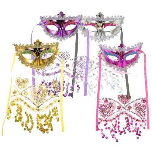 WOFASHPURET 4 Stück Spitzenmaske Masken Für Halloween Party Seide Frauen-maskerade-maske Bauchtanz-schleier Maskerade Maske Frauen Maskerade Karnevalsmaske Quastenmaske Plastik WOFASHPURET 4 Stück Spitzenmaske Masken Für Halloween Party Seide Frauen-maskerade-maske Bauchtanz-schleier Maskerade Maske Frauen Maskerade Karnevalsmaske Quastenmaske Plastik von WOFASHPURET